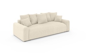 Nowoczesna sofa z funkcją spania Meva Small kremowy welur