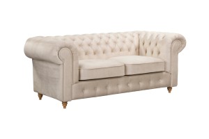 Sofa 2 os. klasyczny Chesterfield Wellington z funkcją spania beżowa