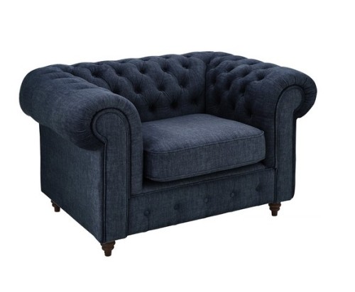 Fotel klasyczny Chesterfield Wellington granatowy