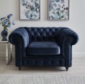Fotel klasyczny Chesterfield Wellington granatowy