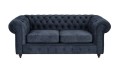 Sofa 2 os. klasyczny Chesterfield Wellington z funkcją spania granatowa