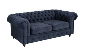Sofa 2,5 os. klasyczny Chesterfield Wellington granatowa