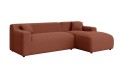 Nowoczesna narożna sofa Rumi ceglasty welur 
