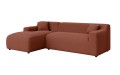 Nowoczesna narożna sofa Rumi ceglasty welur 