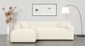 Nowoczesna narożna sofa Rumi w kremowej tkaninie