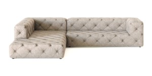 Elegancka Sofa narożna Cos z pikowaniami tkanina strukturalna beżowa
