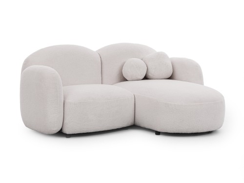 Nowoczesny narożnik 2 os. Cute biała tkanina bouclé