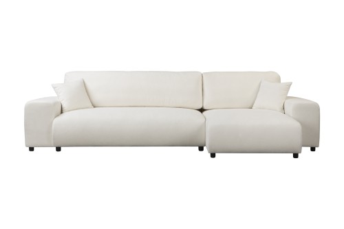 Elegancki duży narożnik z funkcją spania Wenus kremowy