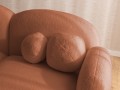 Nowoczesny narożnik 3 os. Cute brązowa tkanina bouclé