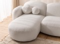 Nowoczesny narożnik U Cute biała tkanina bouclé