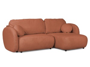 Nowoczesny narożnik z funkcją spania Shape brązowa tkanina bouclé