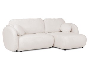 Nowoczesny narożnik z funkcją spania Shape biała tkanina bouclé