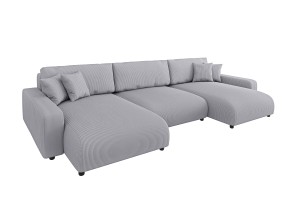 Duży narożnik U z funkcją spania szary sztruks