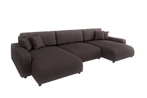 Duży narożnik U z funkcją spania czekoladowy sztruks