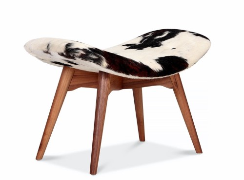 Podnóżek skóra naturalna pony czarno biała 