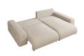 Duża sofa narożna z funkcją spania Mana kremowa tkanina