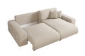 Duża sofa narożna z funkcją spania Mana kremowa tkanina