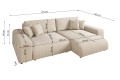 Duża sofa narożna z funkcją spania Mana kremowa tkanina