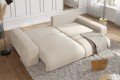 Duża sofa narożna z funkcją spania Mana kremowa tkanina