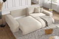 Duża sofa narożna z funkcją spania Mana kremowa tkanina
