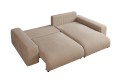 Duża sofa narożna z funkcją spania Mana tkanina w kolorze cappuccino