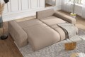 Duża sofa narożna z funkcją spania Mana tkanina w kolorze cappuccino