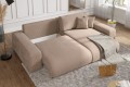 Duża sofa narożna z funkcją spania Mana tkanina w kolorze cappuccino