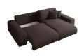 Duża sofa narożna z funkcją spania Mana brązowa tkanina welurowa