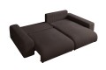 Duża sofa narożna z funkcją spania Mana brązowa tkanina welurowa