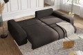 Duża sofa narożna z funkcją spania Mana brązowa tkanina welurowa