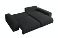 Duża sofa narożna z funkcją spania Mana czarna tkanina welurowa