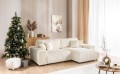 Duża sofa narożna z funkcją spania Mana kremowy baranek