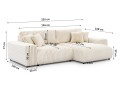 Duża sofa narożna z funkcją spania Mana kremowy baranek
