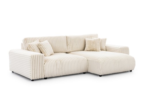 Duża sofa narożna z funkcją spania Mana kremowy baranek