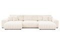 Duża sofa narożna U z funkcją spania Mana kremowy baranek