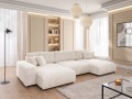 Duża sofa narożna U z funkcją spania Mana kremowy baranek
