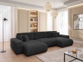 Duża sofa narożna U z funkcją spania Mana grafitowy baranek