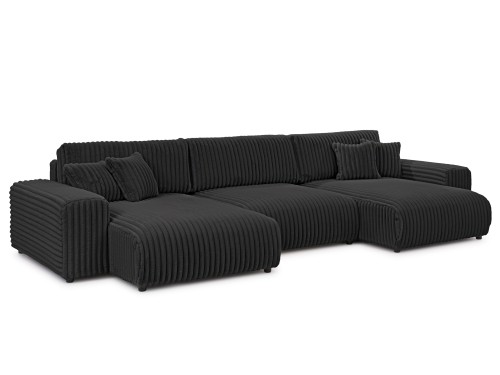 Duża sofa narożna U z funkcją spania Mana grafitowy baranek