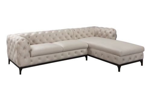 Elegancki klasyczny narożnik Chesterfield Lancaster kremowy