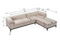 Elegancki klasyczny narożnik Chesterfield Lancaster kremowy
