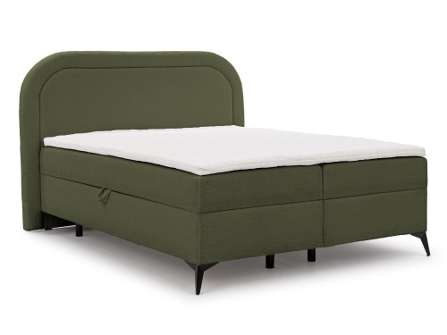 Łóżko kontynentalne z pojemnikiem na pościel Hug me boucle oliwkowy zielony