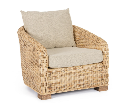 Fotel Rattanowy Cadice z nogami z drewna Mango