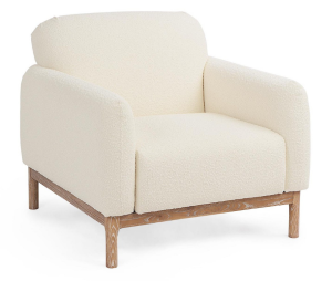 Fotel Detroit Bouclé – Szeroki fotel na drewnianej ramie