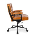 Fotel biurowy Icon Chair koniakowy skóra naturalna vintage - czarny satynowy stelaż