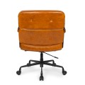 Fotel biurowy Icon Chair koniakowy skóra naturalna vintage - czarny satynowy stelaż