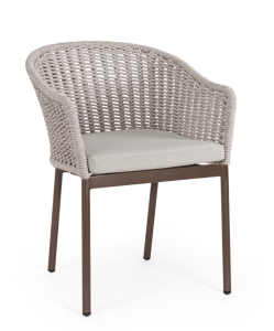 Krzesło ogrodowe z podłokietnikami Salines czekoladowy brąz