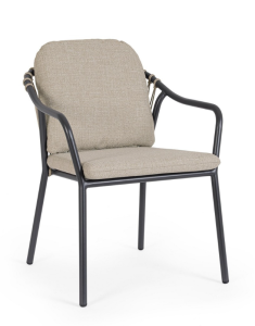 Krzesło ogrodowe z podłokietnikami Edvige antracytowy