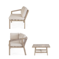 Narożnik ogrodowy ze stolikiem kawowym Kalimera piaskowy 