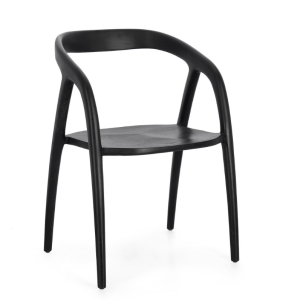 Krzesło z podłokietnikami Dotty z drewna tekowego czarne