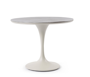 Ogrodowy stół jadalniany okrągły na jednej nodze Arnold piaskowy Ø 90